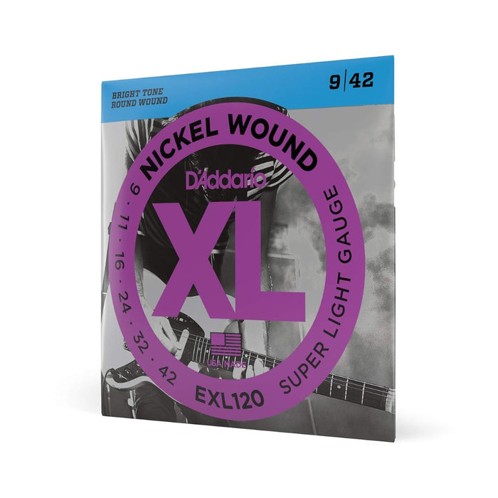 D'Addario EXL120 Nickel Wound 9-42 Super Light Electric Guitar Strings (Nickel Wound)