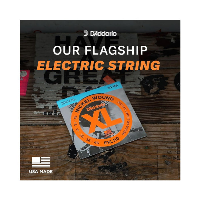 D'Addario Electric Guitar Regular {Light Gauge 10/46 Bright Tone Nickel Wound}