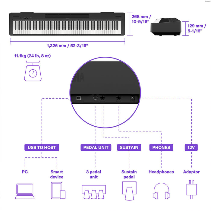 Yamaha P 145BT Digital Piano with Bluetooth®